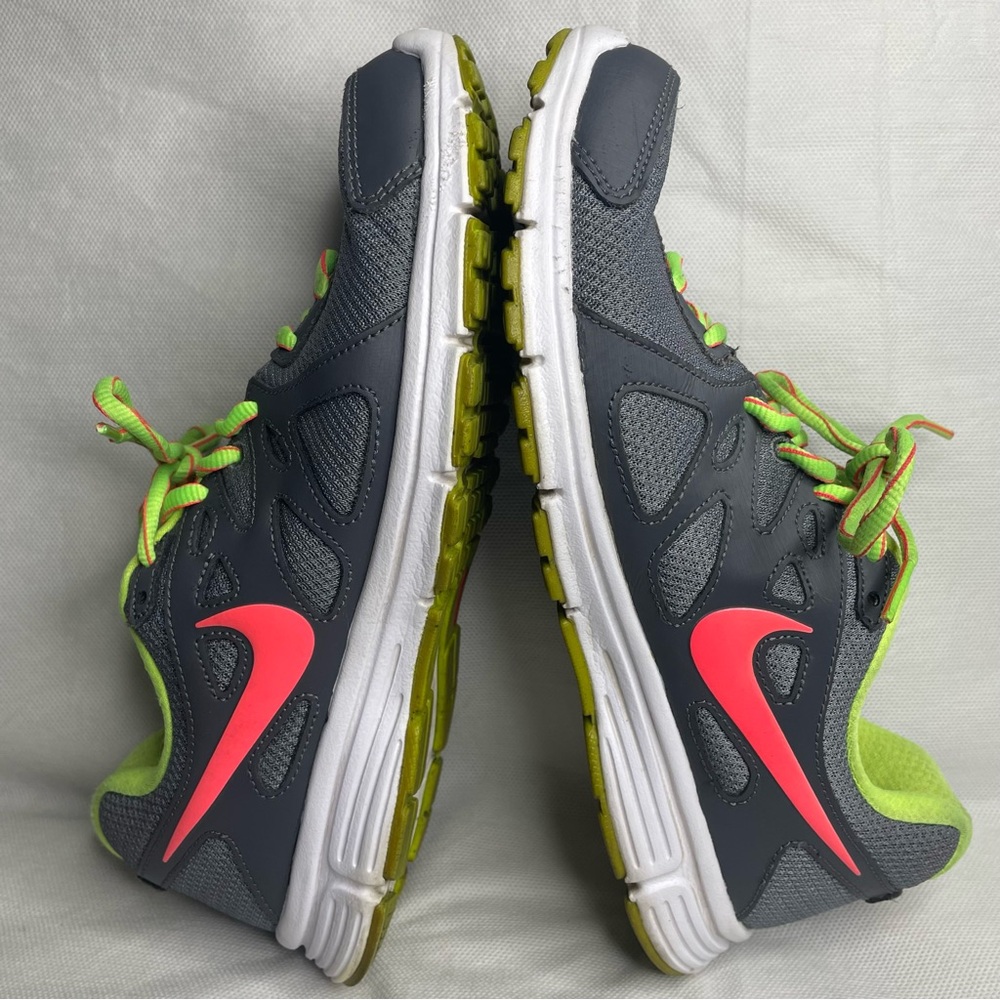 Nike Revolution 2 Running Shoes Womens US Size 9.5 EU 41 Grey Hyper Punch Neon - Picture 9 of 13